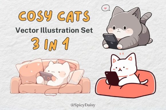 Cat and Phone Drawing 3 in 1 Vector Set Review