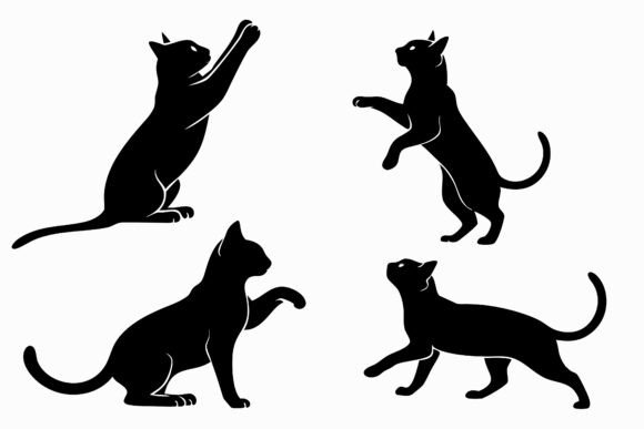 Cat Silhouette Vector Set for Embroidery