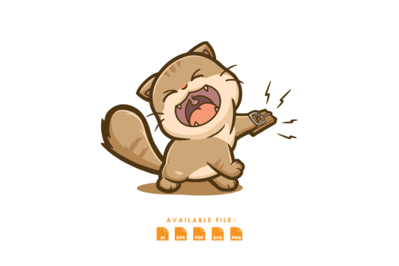 Cat Squeezed Squealing Expression Mascot