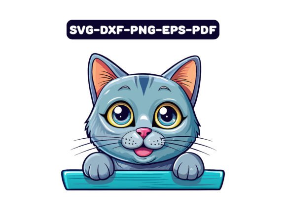 Chartreux Cat Peeking Vector Review