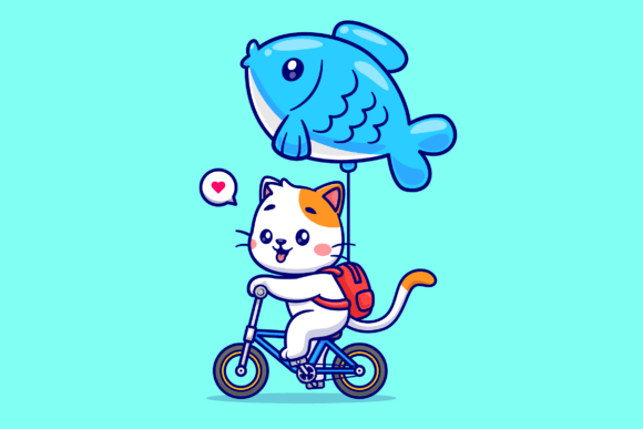 Cute Cat Riding Bicycle with Fish Embroidery Review