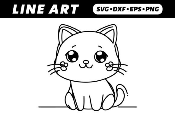 Cute Kawaii Cat Coloring Page Line Art Review