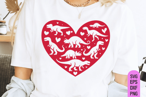 Dinosaur Valentine Heart SVG for Embroidery Projects