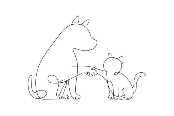 Dog Shaking Hands with Cat Vector Review