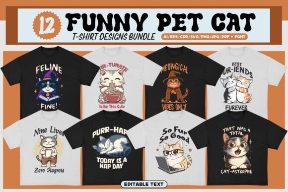 Funny Pet Cat T-shirt Design Bundle Review