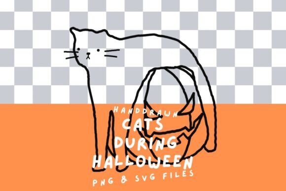 Halloween Cat and Pumpkin Outline Doodle Review