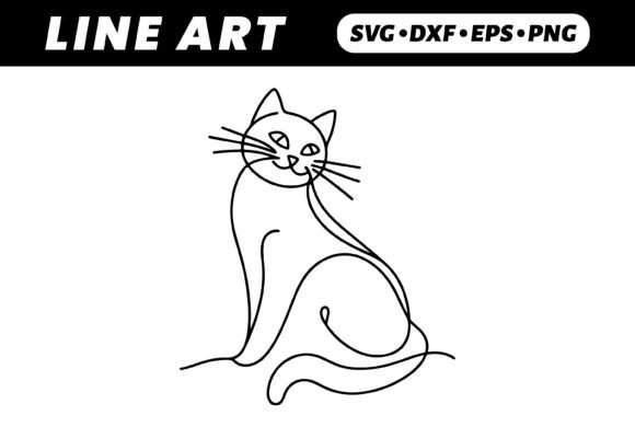 One-Line Drawing of a Cute Sitting Cat