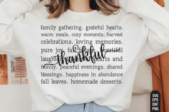 Thankful Words Svg for Fall Projects